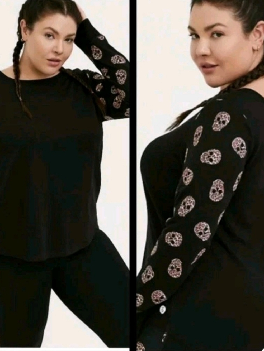 Torrid Skull Sweatshirt Black  Strappy Ladder Back Leopard Goth Size 1